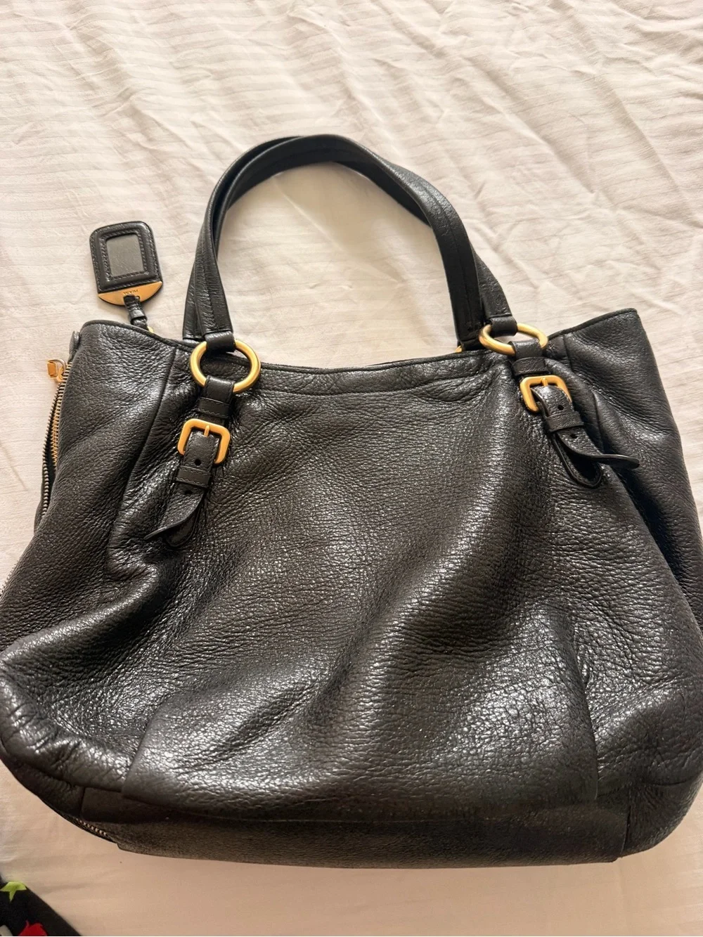 Prada Black Leather Shoulder Bag with Gold Hardware - Picture 2 of 3